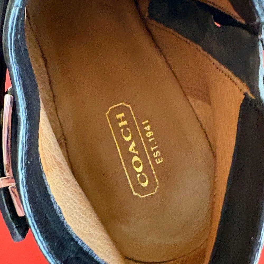 Coach Women Ursa Ankle Boots Leather Stiletto 9M Black Croc Strap 9M w/Box Q3022 - Picture 14 of 16